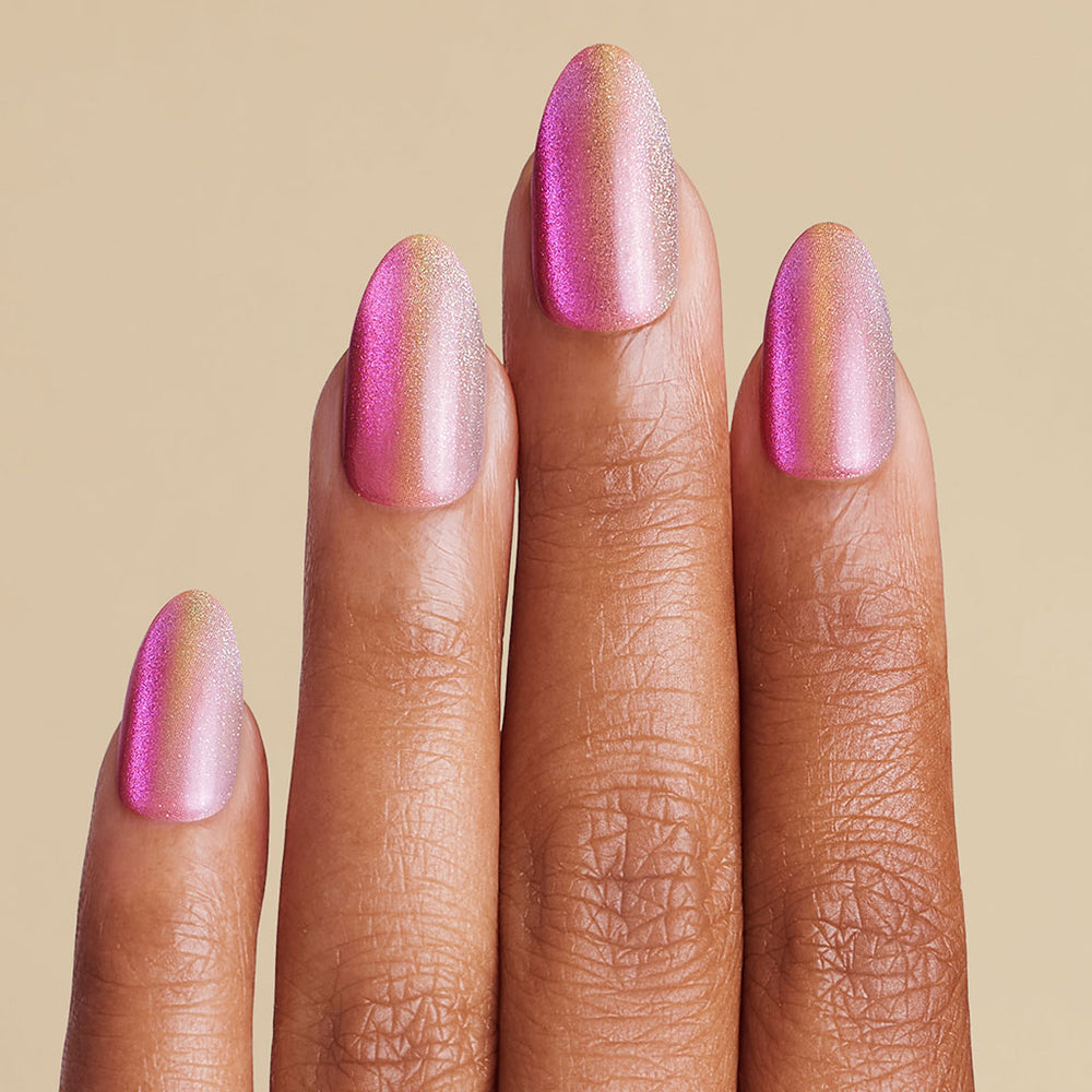 Pink Rose Gold magnetic almond press on nails